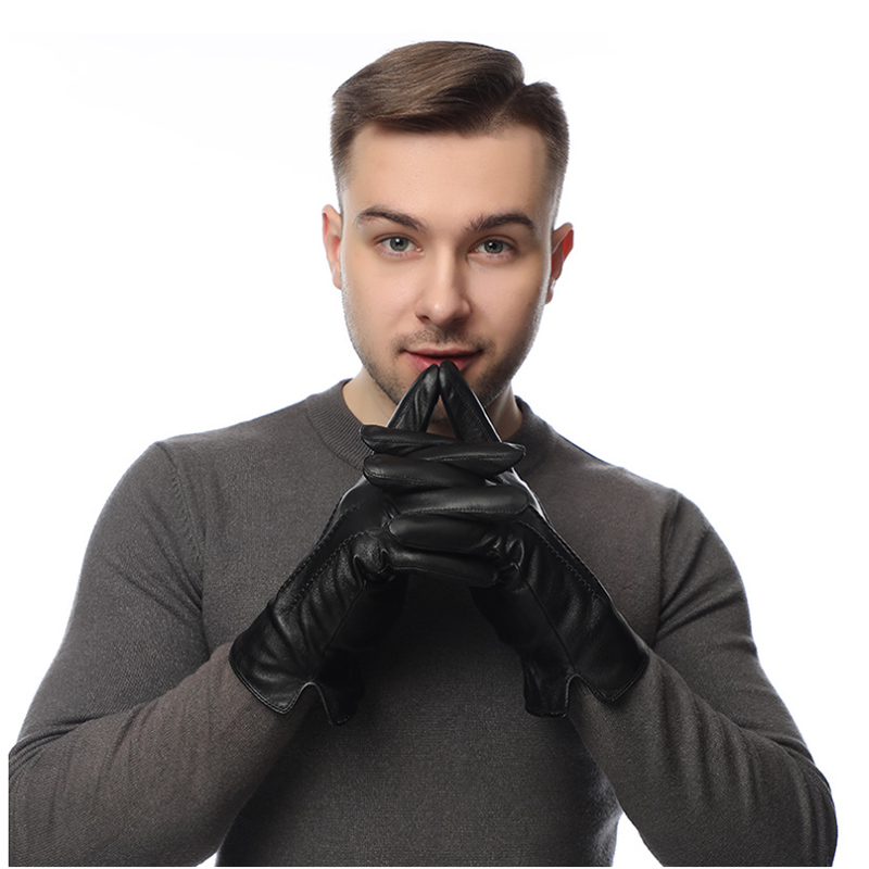 Wool Glove Lined - الشتاء حقيقية قفازات جلد الغنم الرجال