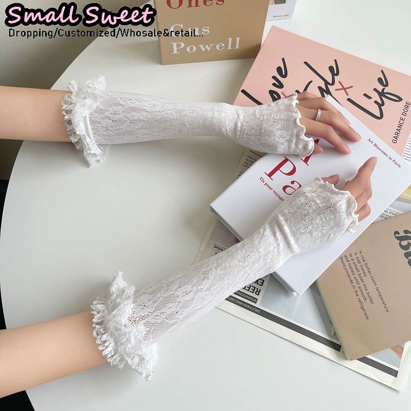 Fingerless Glove Knit - أغطية ذراع نسائية بيضاء على طراز