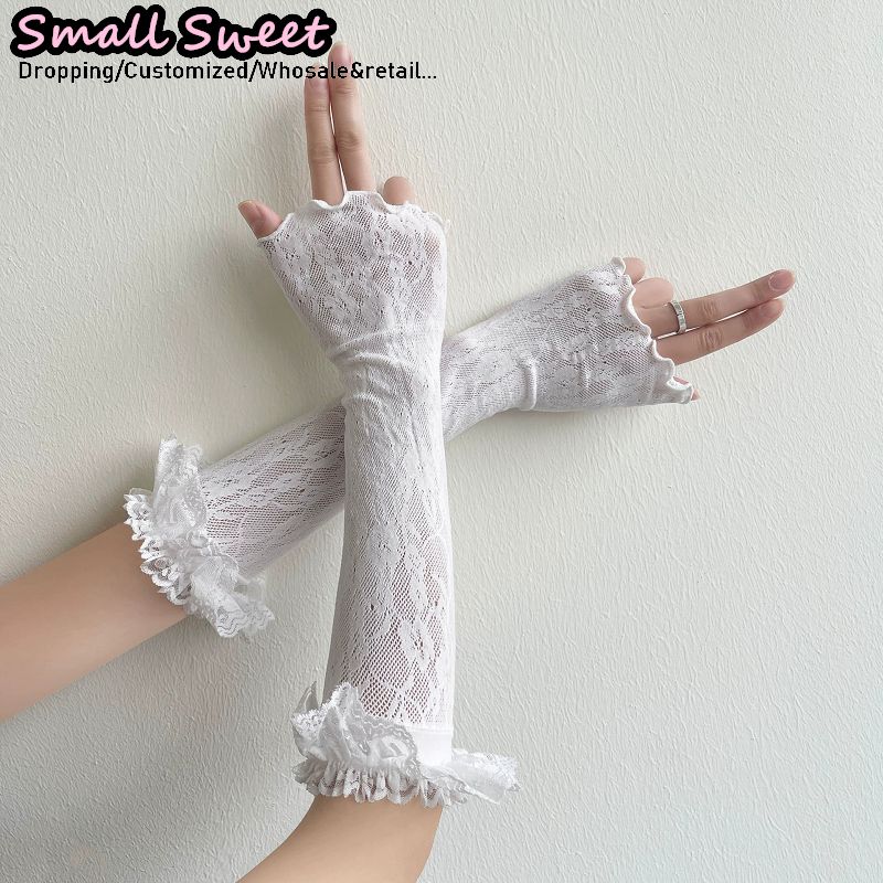 أغطية ذراع نسائية بيضاء على طر - مراجعة Fingerless Glove Knit وسعره