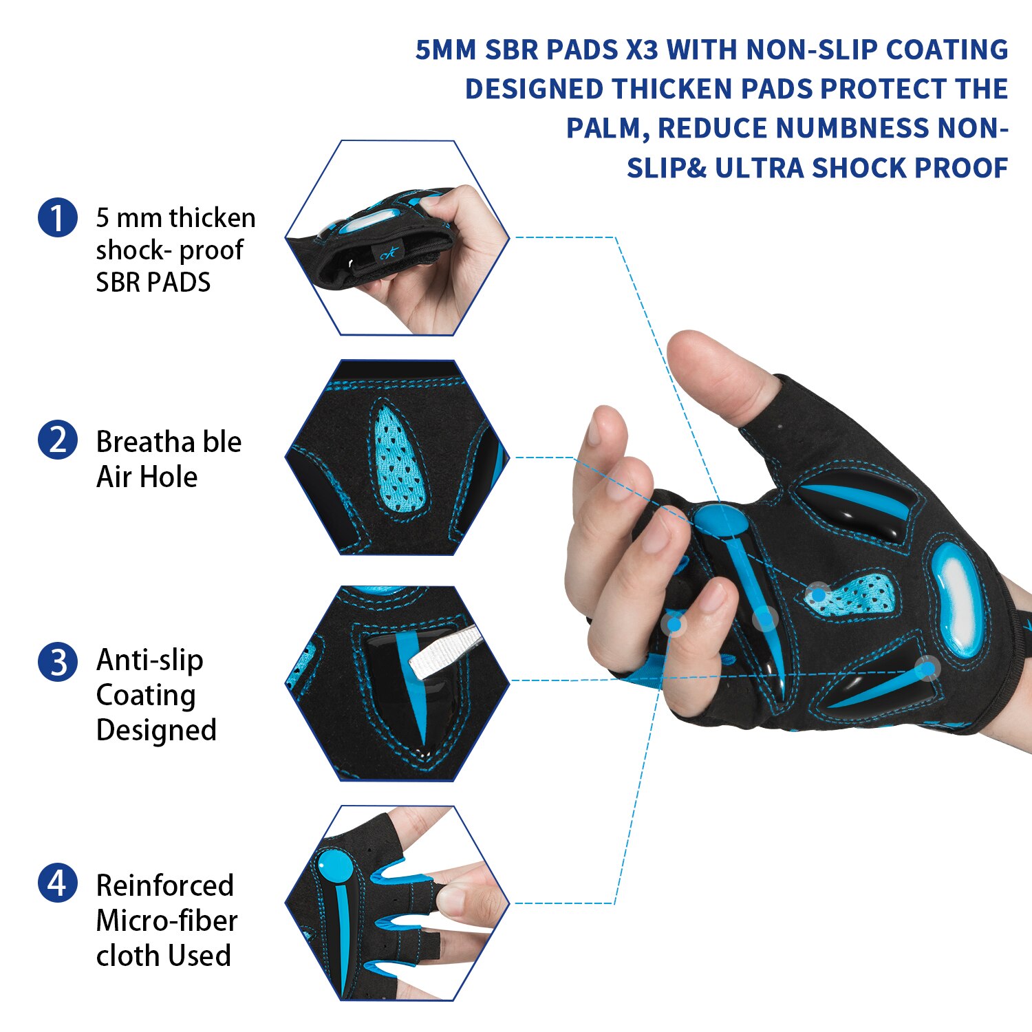 قفازات دراجات جيدة التهوية ، 5 - مراجعة Cycling Glove Padded وسعره
